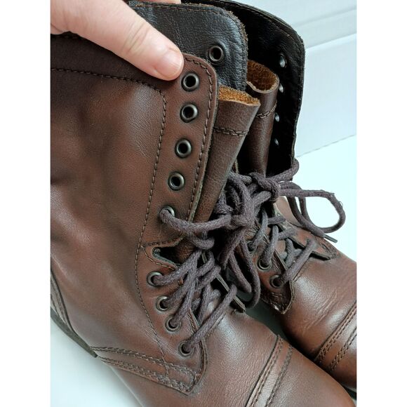 Steve Madden Brown Leather Lace Up Troopa Combat Mid Calf Boots Womens Size 7 - Picture 3 of 7